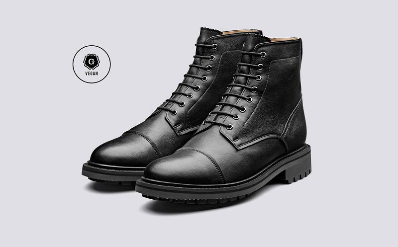 Grenson Joseph Mens Vegan Boots - Black Grain XS0548